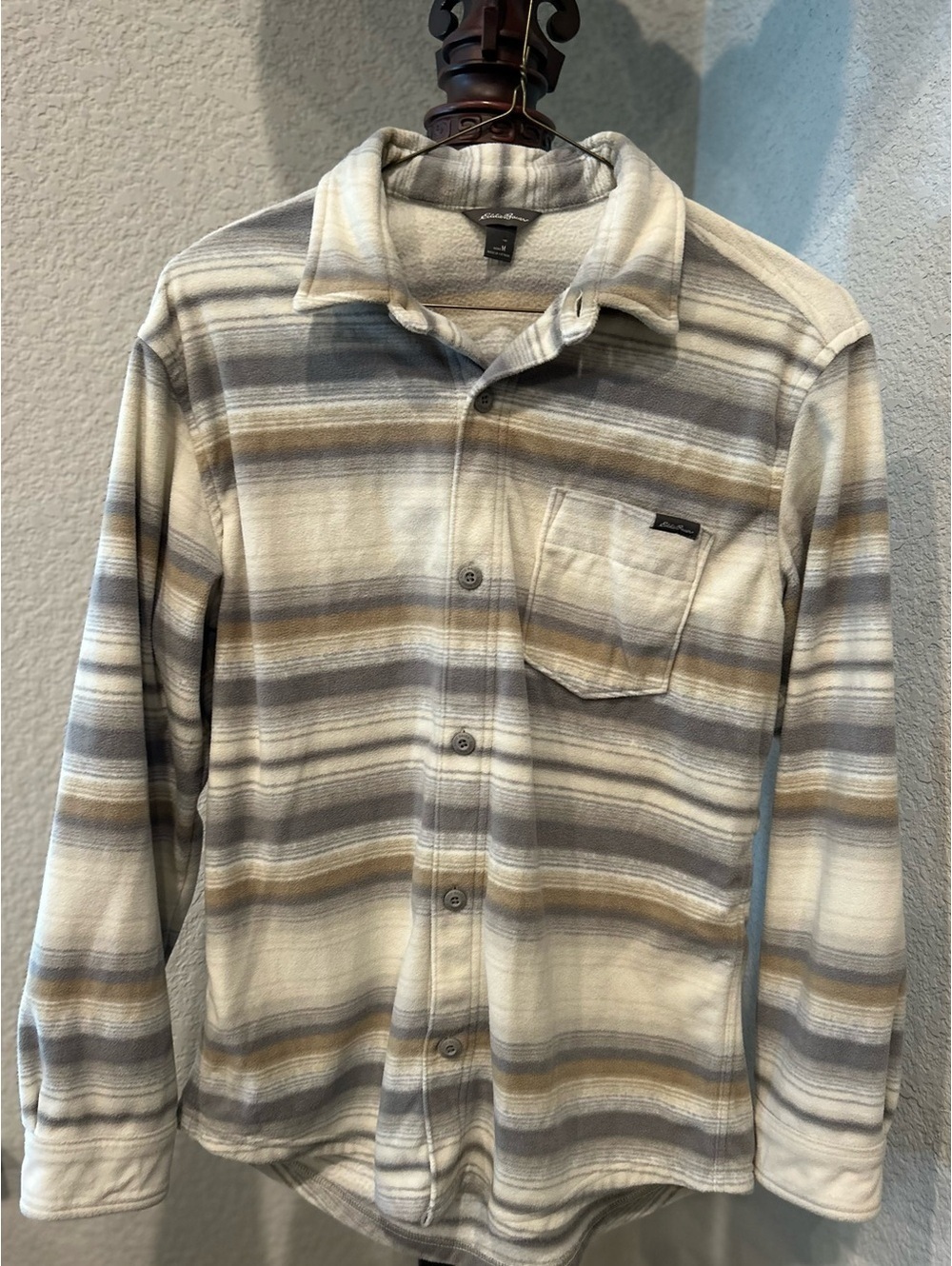 Eddie Bauer Men's Medium Fleece Button-Up Shirt Jacket